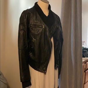 Black mock leather jacket soft feel size small